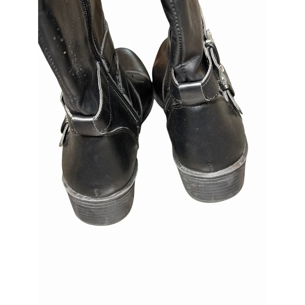 Arizona Women's Riding Boots Black Brown Knee High Buckle Zip Size 7